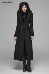 Gothic Long Woolen Coat With Pointed Hooded For Women