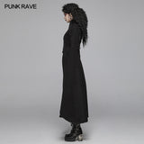 Gothic Double-sided Woolen Standing Collar Long Coat With Broken Block-style Sleeves For Women