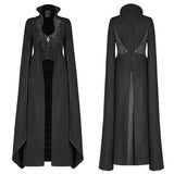 Gothic Double-sided Woolen Standing Collar Long Coat With Broken Block-style Sleeves For Women