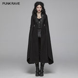 Gothic Double-sided Woolen Standing Collar Long Coat With Broken Block-style Sleeves For Women