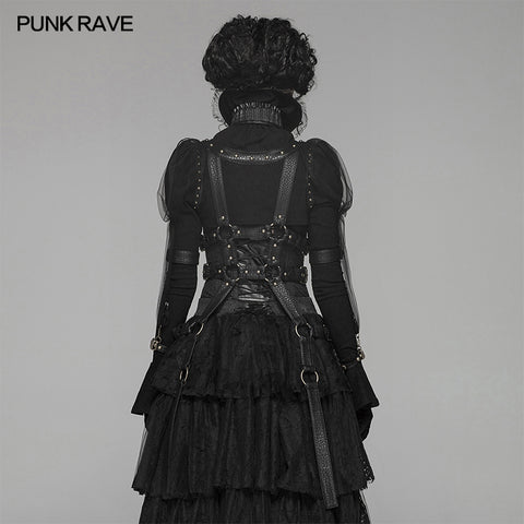 Steampunk Standing Collar Long Sleeve Cross Short Coat