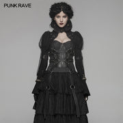 Steampunk Standing Collar Long Sleeve Cross Short Coat