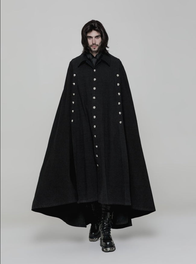 Handsome Long Irregular Uniform Gothic Cloak With Sleeve Slit On Front