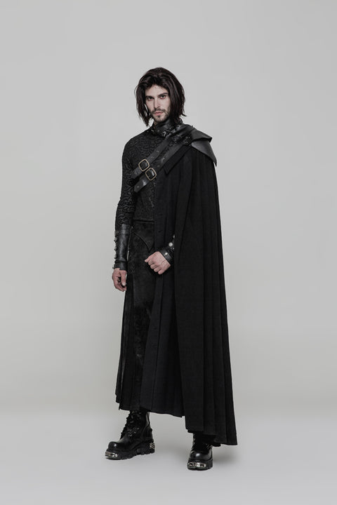 Handsome Long Irregular Uniform Gothic Cloak With Sleeve Slit On Front