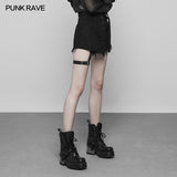 Double Belt Row Buckle Punk Fake Half Skirt