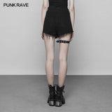 Double Belt Row Buckle Punk Fake Half Skirt