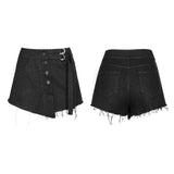Double Belt Row Buckle Punk Fake Half Skirt