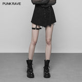 Double Belt Row Buckle Punk Fake Half Skirt