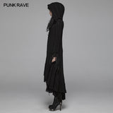 Gothic Woolen Cardigan Hooded Long Sleeve Coat - Thin