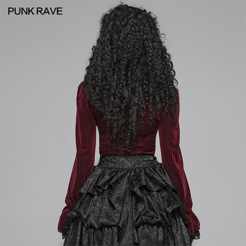Gothic Dark-Grain Long Sleeve Velvet Shirt