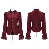 Gothic Dark-Grain Long Sleeve Velvet Shirt