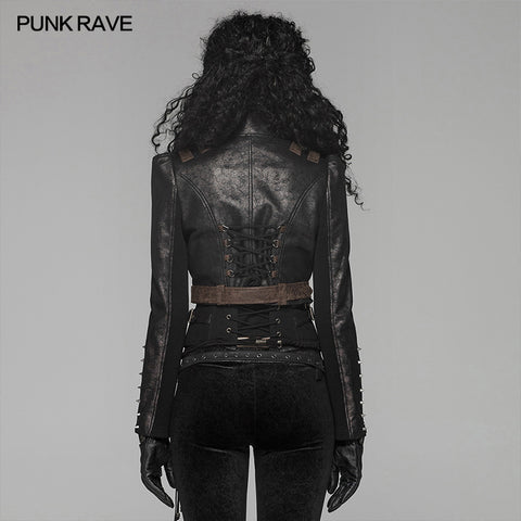 Steam Punk Long Sleeve PU Leather Short Jacket