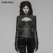 Steam Punk Long Sleeve PU Leather Short Jacket