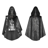 Steam Punk Leather PU Hooded Short Cloak With Lace-up Back