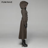 Steam Punk Hooded Striped High-low Long Coat