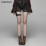 Steampunk Short Jean lolita Pant With Adjustable Removable Belt