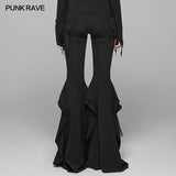 Gothic Big Pendulum Trousers Flared Stitched Lace Pants