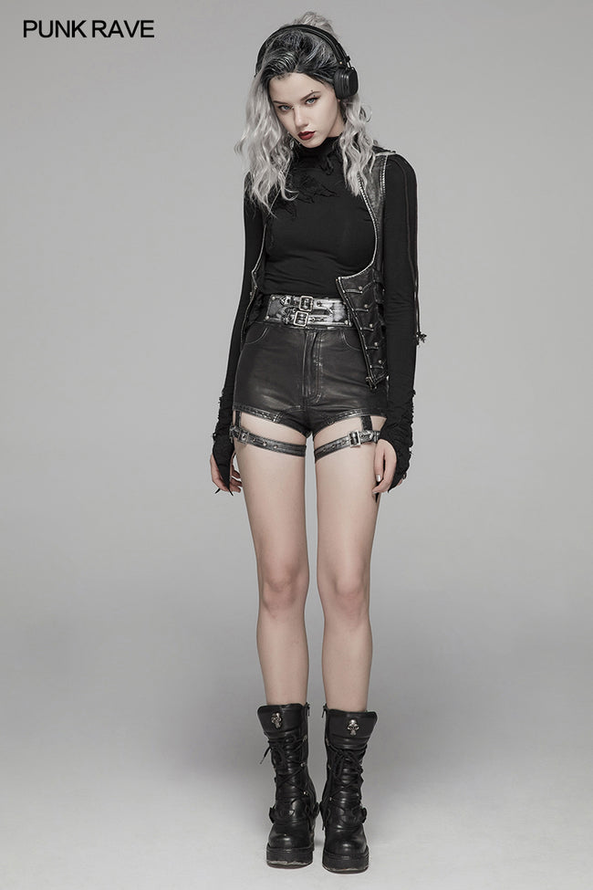 Handsome Punk PU Leather Shorts Pant