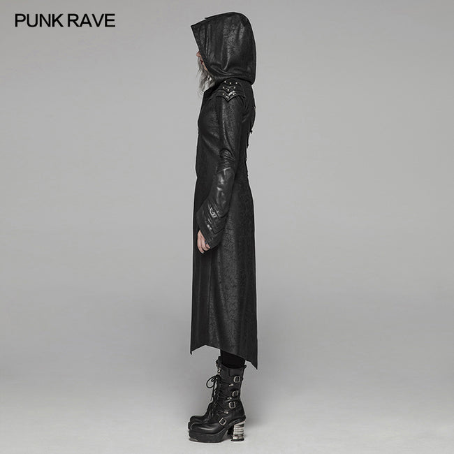 Punk Long Sleeve Hooded Long Jacket