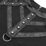 Steampunk Hollow-out Collar T-shirt With Flared Slit Sleeve