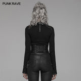 Punk Handsome Zipper Decoration Corset With Lace-up Back