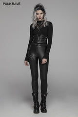 Punk Handsome Zipper Decoration Corset With Lace-up Back