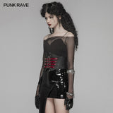 PUNK Women PU Leather Corset With Metal Adjustment Buckle