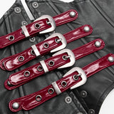 PUNK Women PU Leather Corset With Metal Adjustment Buckle