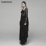 Gothic Elegant Asymmetric Lace Long Dress
