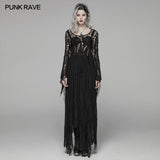 Gothic Elegant Asymmetric Lace Long Dress