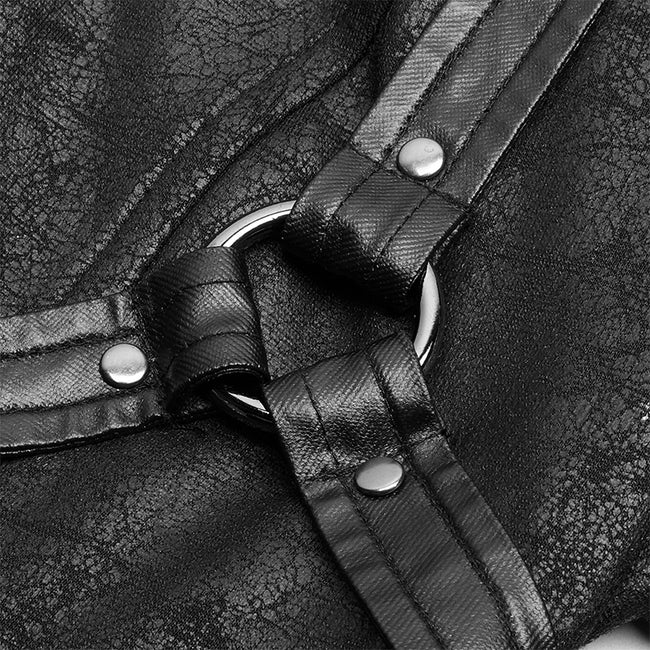 Dark Punk Slit Long Coat With Metal Double-head Zipper