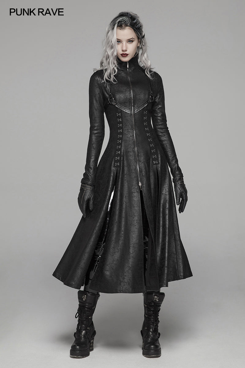 Dark Punk Slit Long Coat With Metal Double-head Zipper– Punkravestore