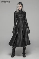 Dark Punk Slit Long Coat With Metal Double-head Zipper