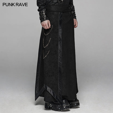Gothic Floral Suede &amp; Joint Leather Long Overskirt