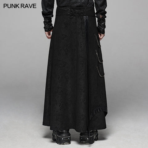Gothic Floral Suede &amp; Joint Leather Long Overskirt