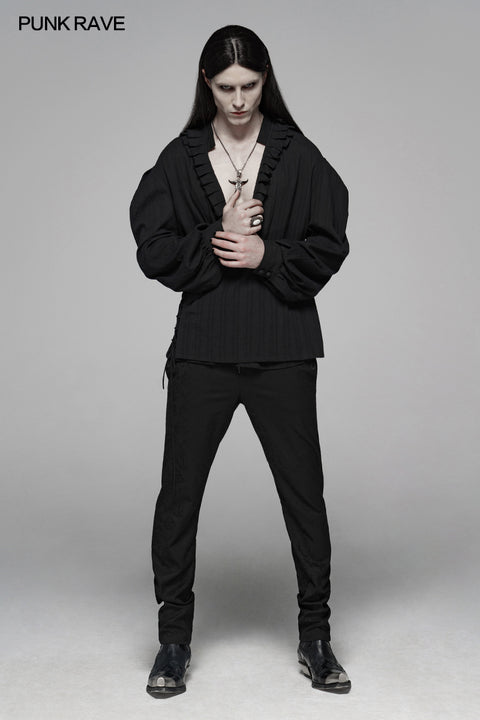 Gothic Low-cut V-neck Loose Shirt For Men