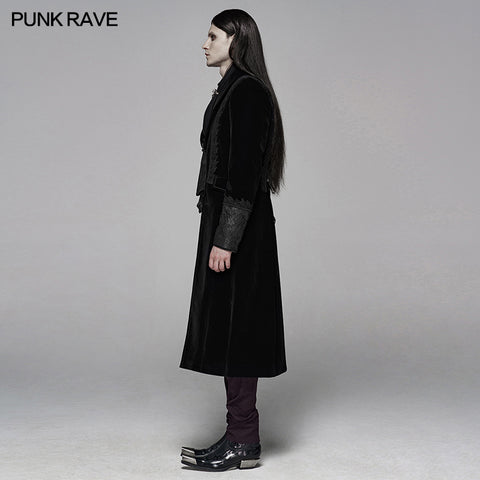 Gothic Men Velvet Medium Length Jacket