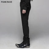 Gothic Floral Metal Swallow Black Suit Trousers