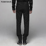 Gothic Floral Metal Swallow Black Suit Trousers