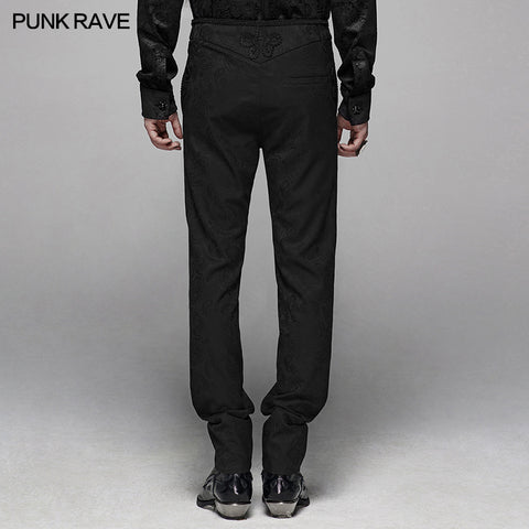Gothic Floral Metal Swallow Black Suit Trousers