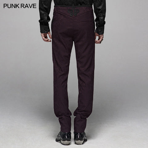 Gothic Floral Metal Swallow Black Suit Trousers