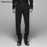 Gothic Floral Metal Swallow Black Suit Trousers