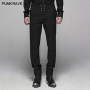 Gothic Floral Metal Swallow Black Suit Trousers