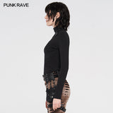 Punk knit long-sleeved T-shirt