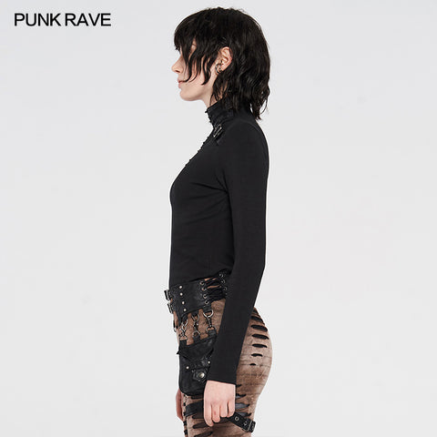 Punk knit long-sleeved T-shirt