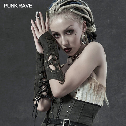 Steampunk Imitation Crocodile PU Gloves