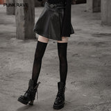 Fake waistband A pendulum leather half skirt