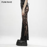 Gothic Paisley pattern lace transparent trousers