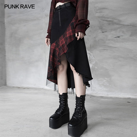 Darkness medium-length irregular skirt