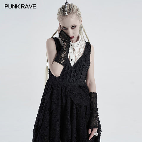Gothic daily striped lace gloves
